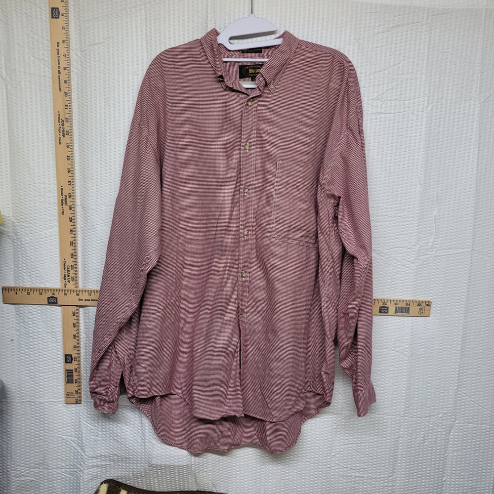Briar Traditional Apparel Mens Lg‎ Burgundy Houndstooth Cotton Button Down Shirt